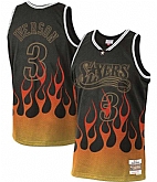 76ers 3 Allen Iverson Black 2000-01 Hardwood Classics Flames Swingman Jersey Dzhi,baseball caps,new era cap wholesale,wholesale hats